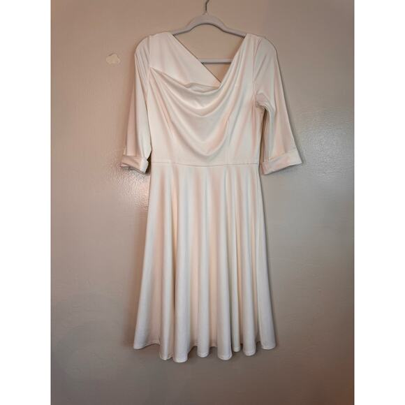 Black Halo cream knee length Jackie O Swing Dress size 10 - Picture 10 of 12